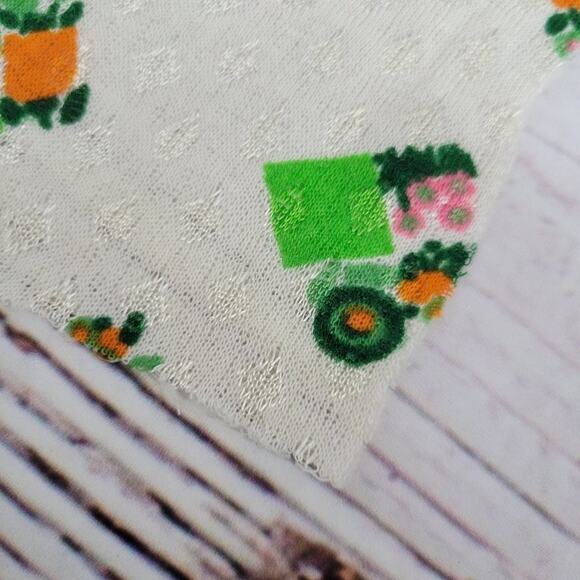 Vintage 70s Novelty Flower Pot Fabric 47x57 - Picture 5 of 5
